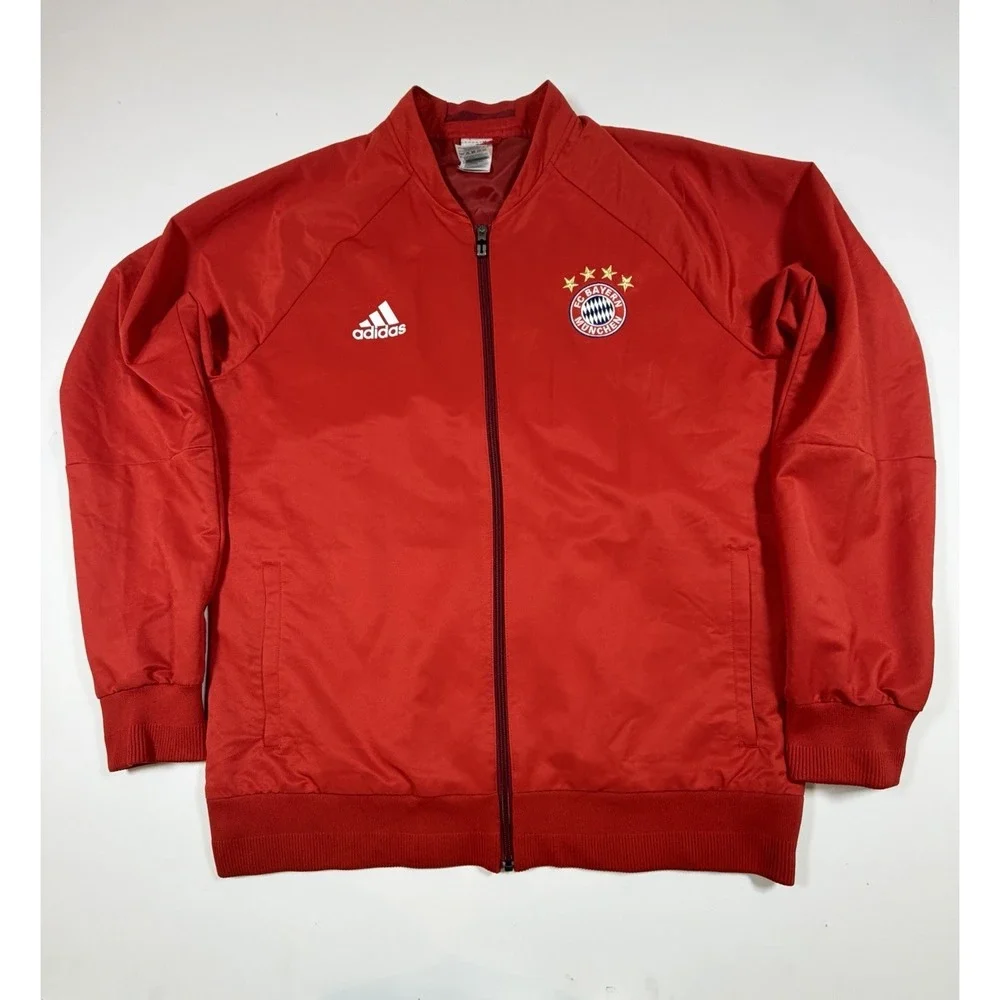 Adidas Bayern Munich Football Anthem Jacket Soccer Mens Track Top Red Sz XL 2015